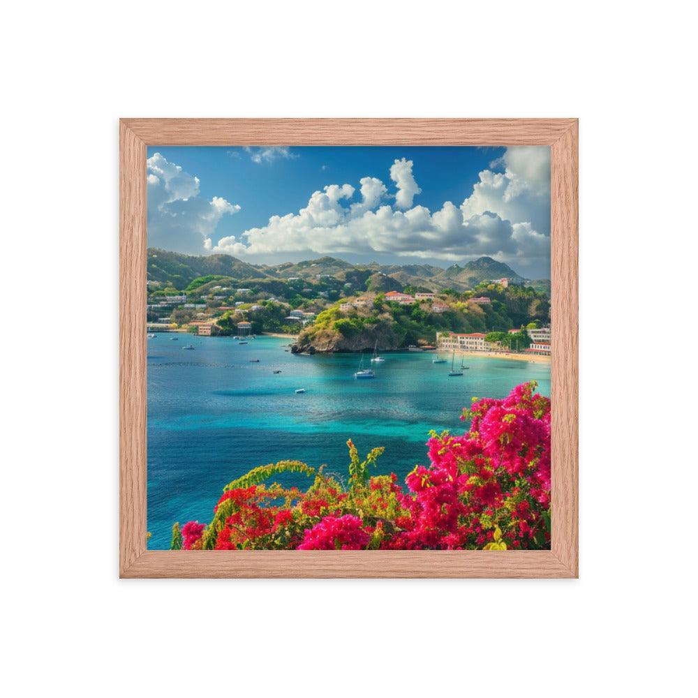 Grenada Tropical Bay Lush Hillside Framed Poster - Oh Posters