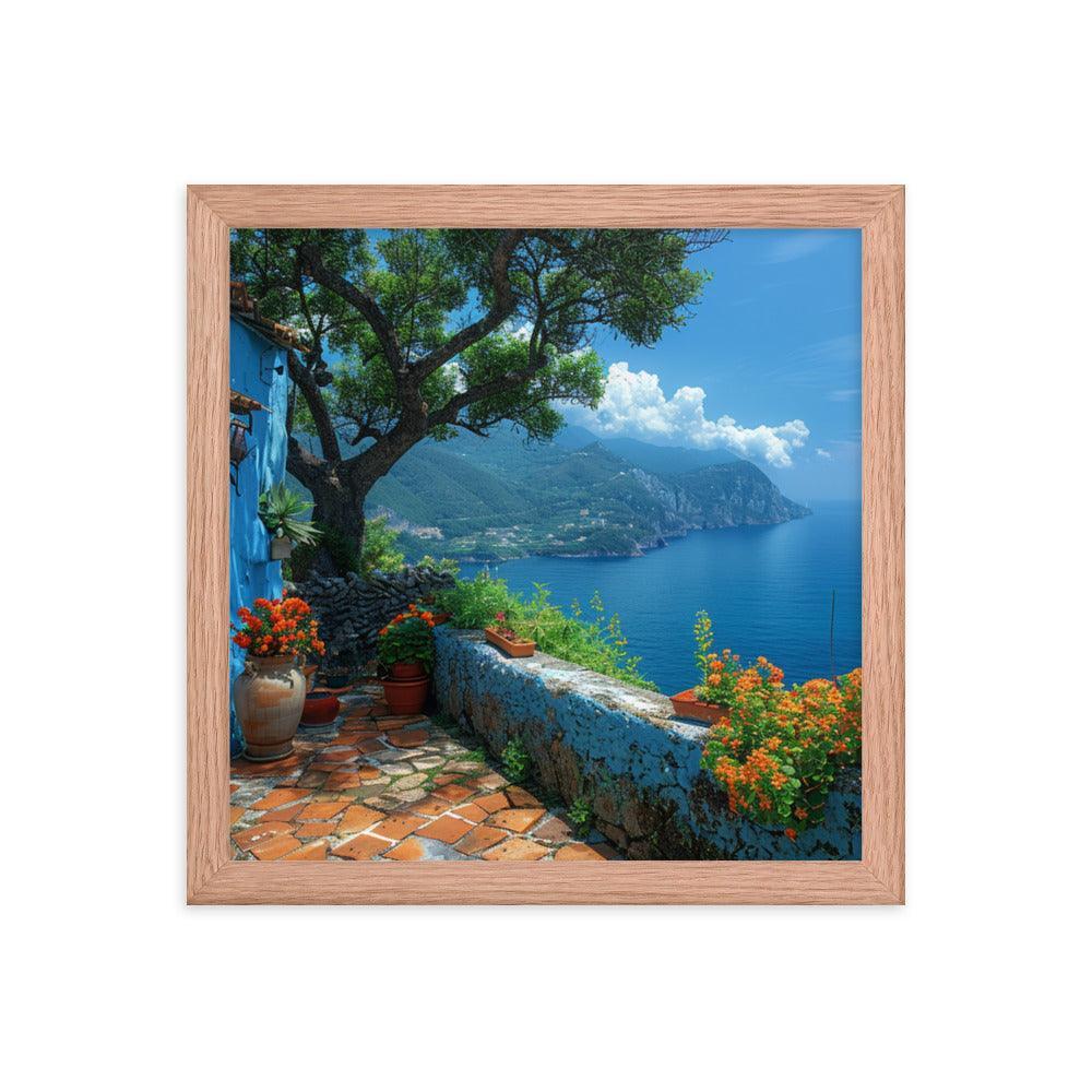 Italy Amalfi Coast Vibrant Seaside Villa Framed Poster - Oh Posters