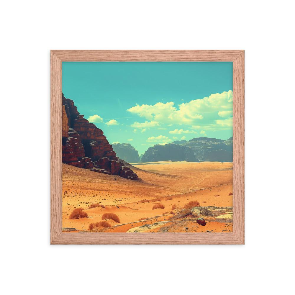 Jordan Wadi Rum Desert Camel Landscape Framed Poster - Oh Posters