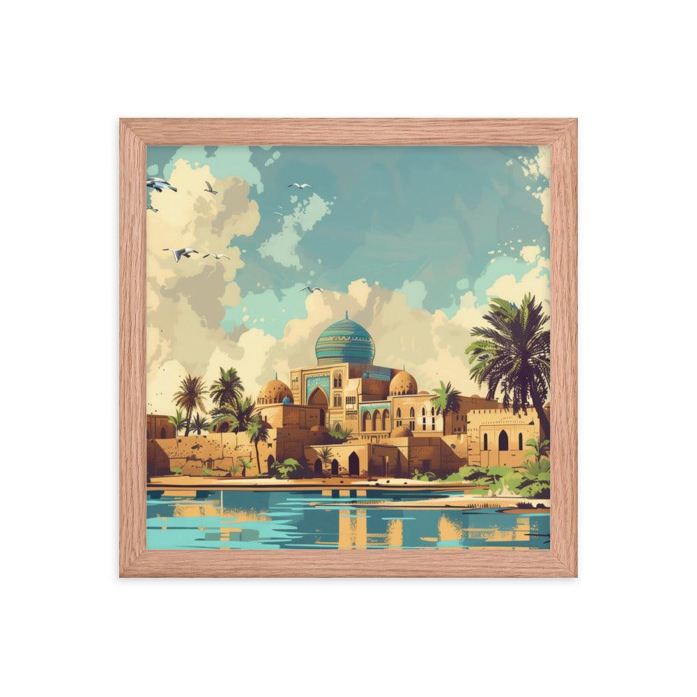 Iraq Riverside Mosque Tropical Landscape Framed Poster - Oh Posters