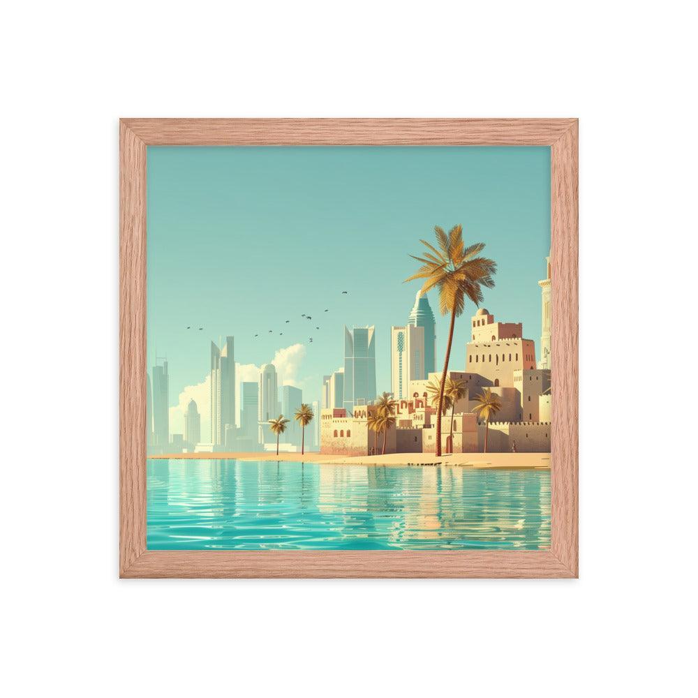 Qatar Traditional and Modern Architecture Seaside Framed Poster - Oh Posters