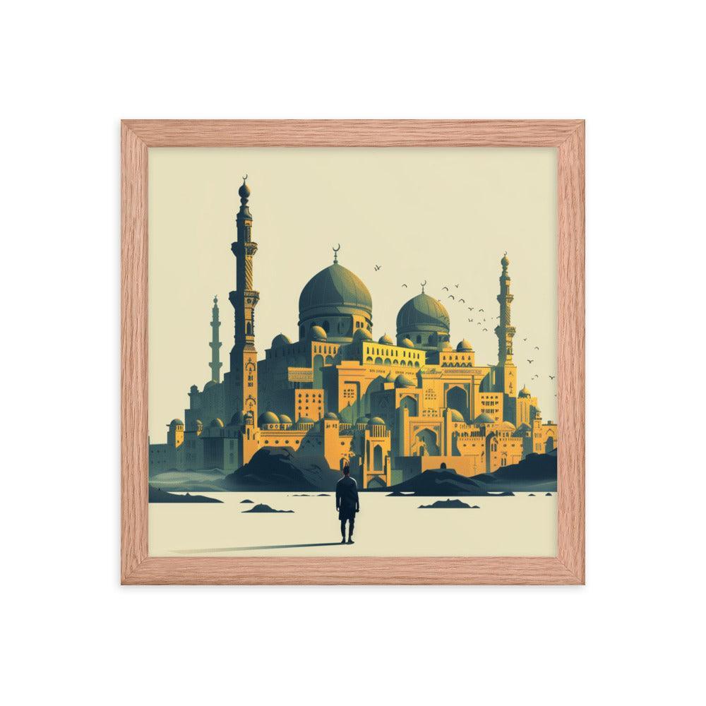 Saudi Arabia Majestic Mosque Desert Landscape Framed Poster - Oh Posters