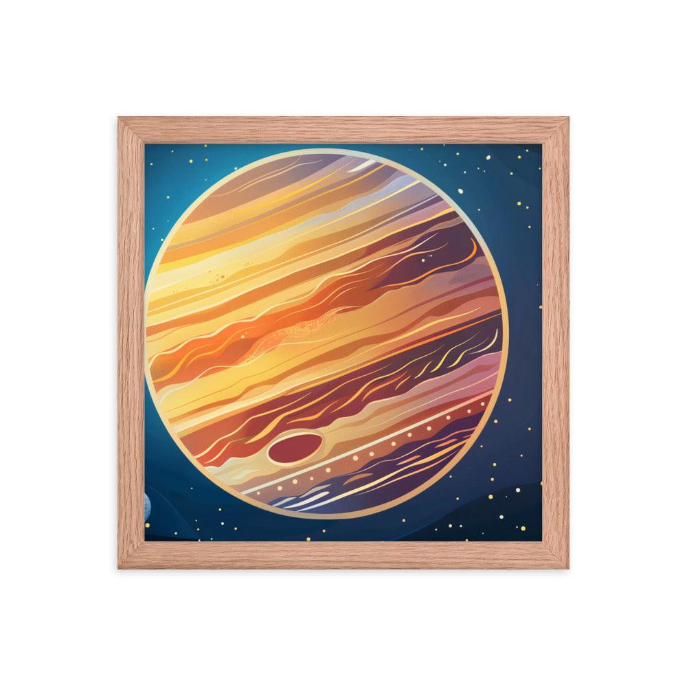 Jupiter Colorful Space Illustration Astronomy Art Framed Poster - Oh Posters