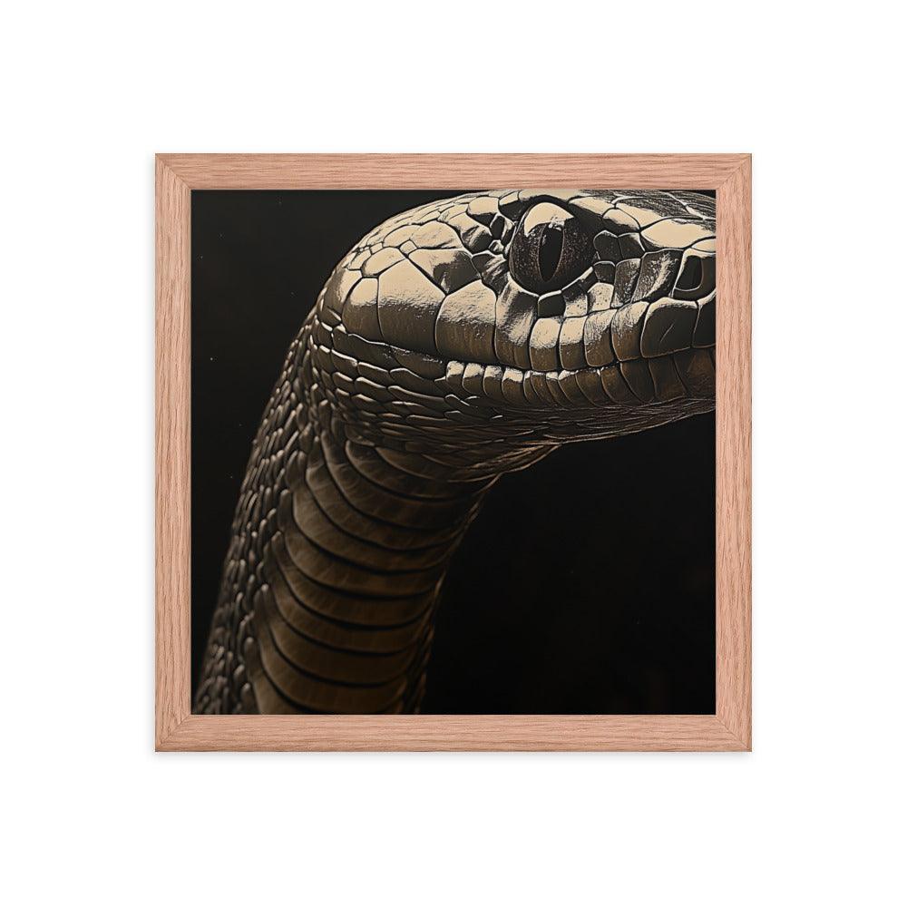 Cobra Snake Realistic Dark Portrait Digital Art Framed Poster - Oh Posters