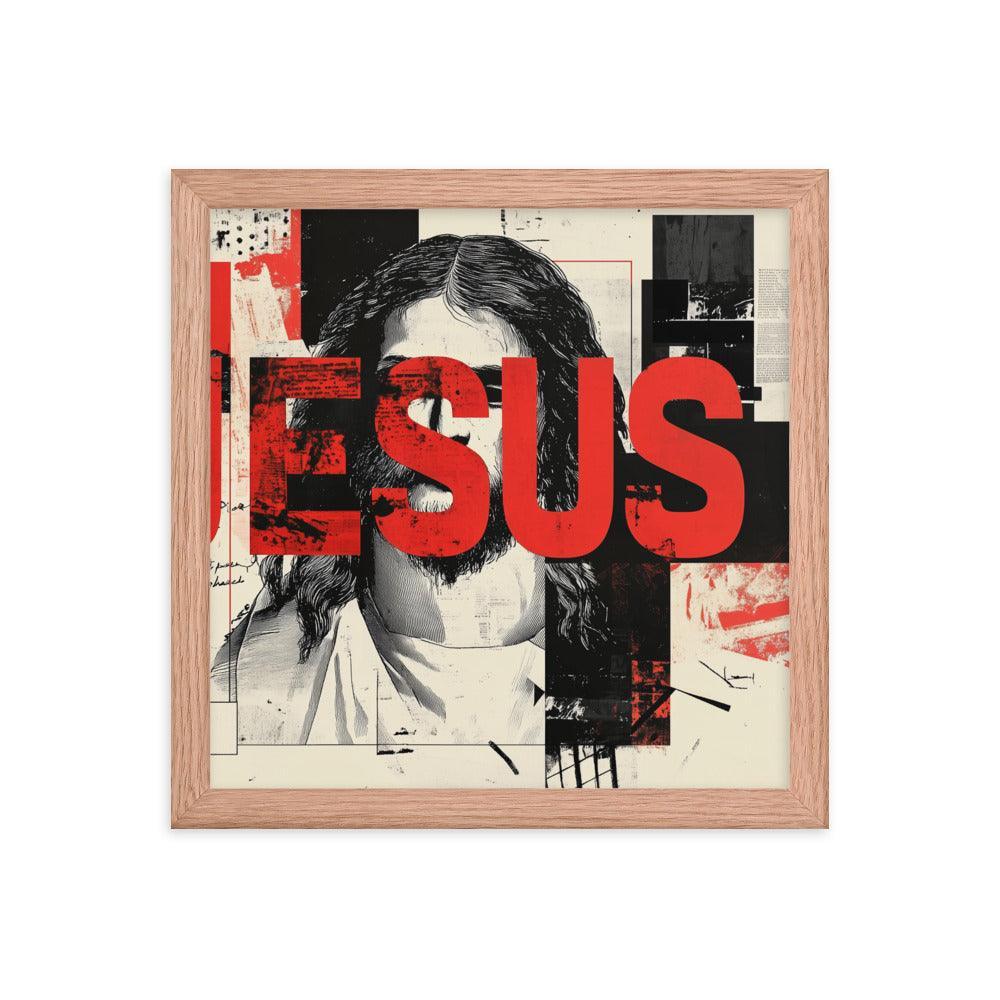 Jesus Typography Heals Abstract Collage Art Framed Poster - Oh Posters