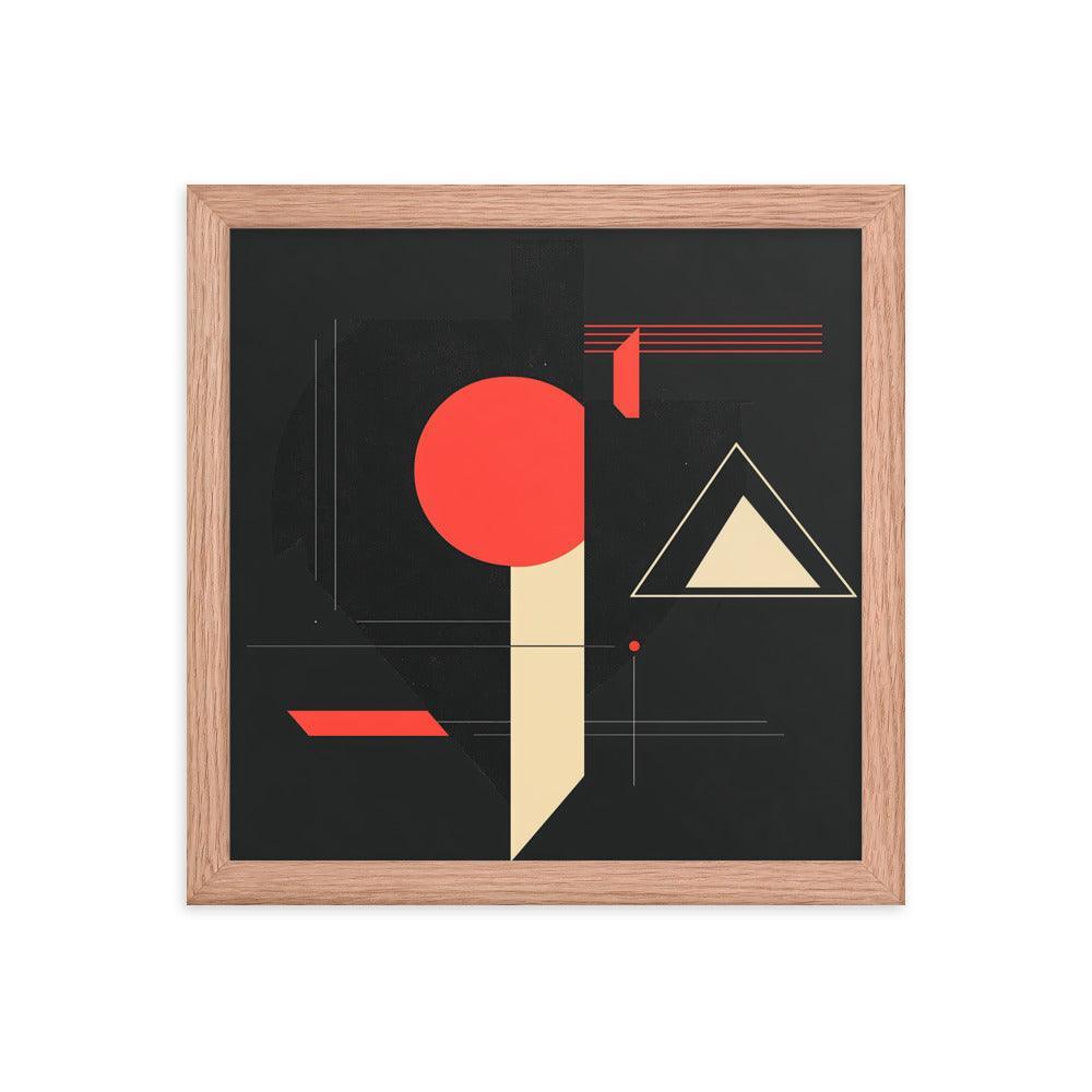 Bold Geometric Art Shapes Red Circle Black Framed Poster - Oh Posters