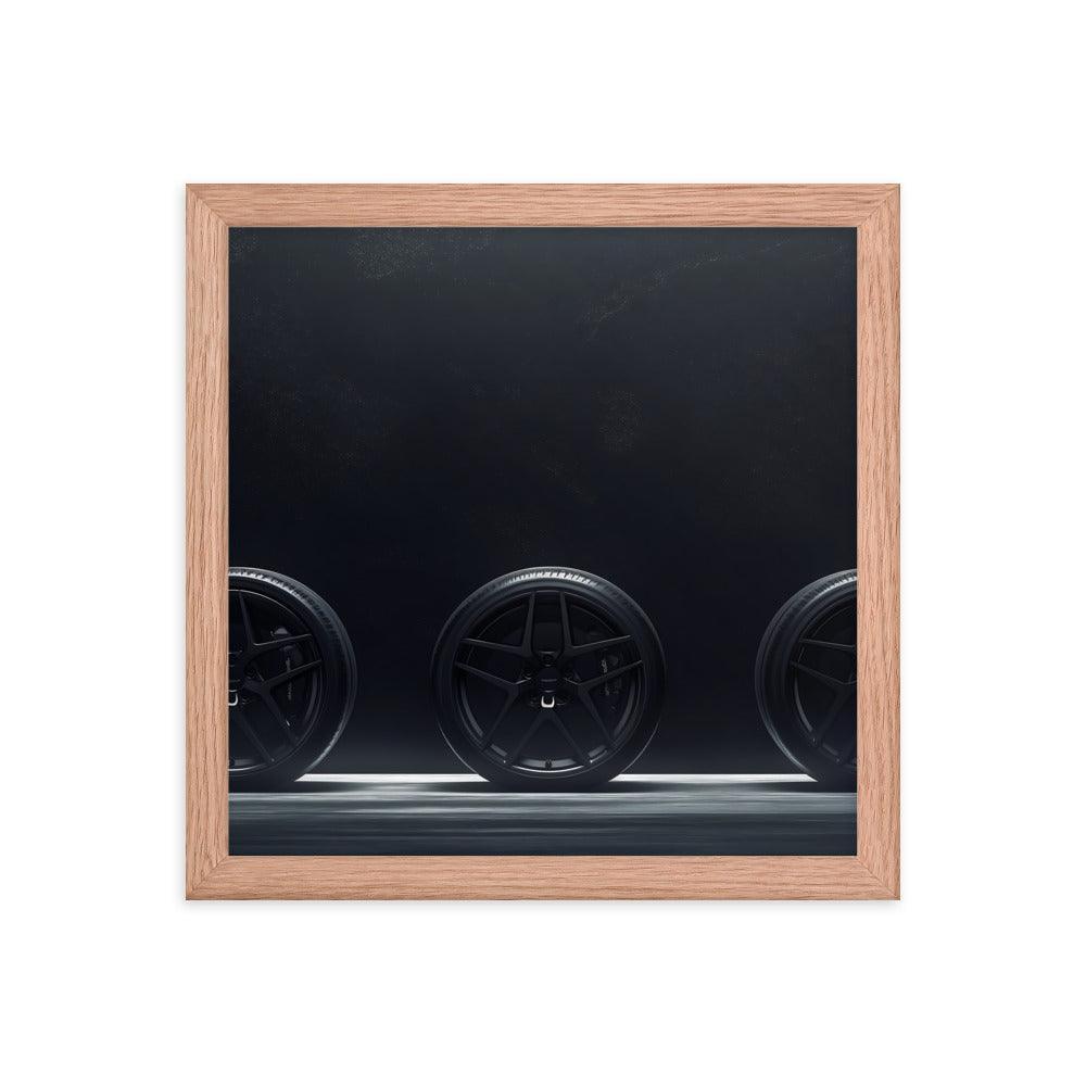 Car Wheels Trio Under Starry Night Sky Framed Poster - Oh Posters