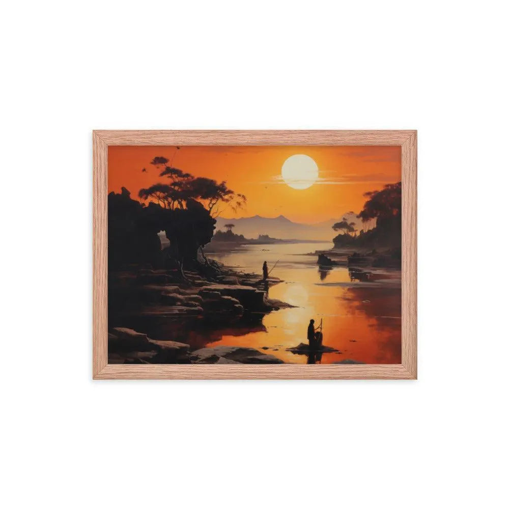 Indian Beach Sunset Painting Framed Poster - Oh Posters