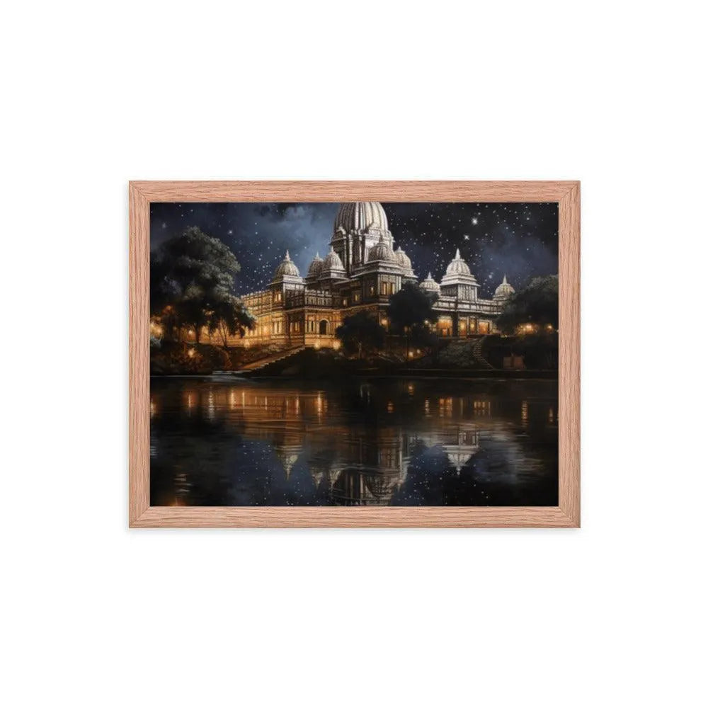 Indian Hindu Mandir at Night Starry Sky Painting Framed Poster - Oh Posters