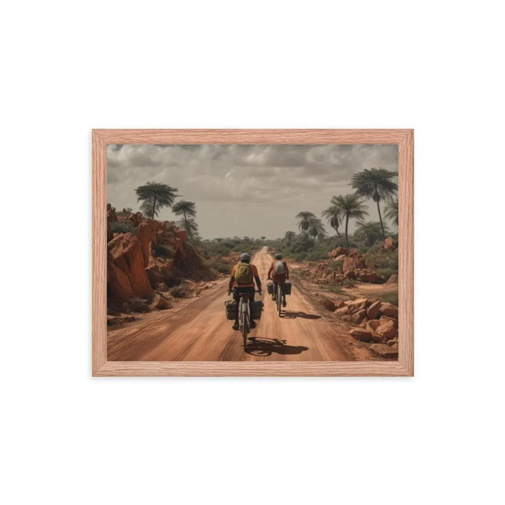 Riding Bicycle on Indian Road Painting Framed Poster - Oh Posters