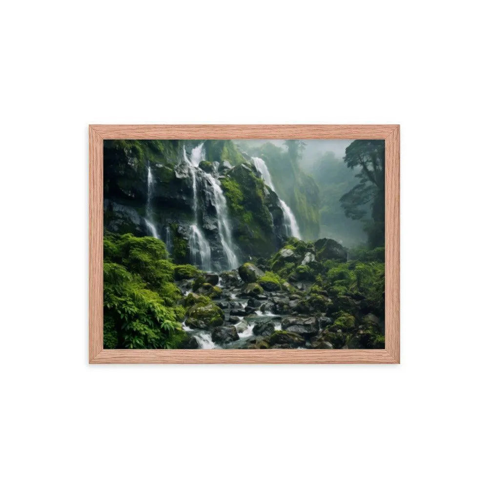 India Waterfall Forest Natural Framed Poster - Oh Posters