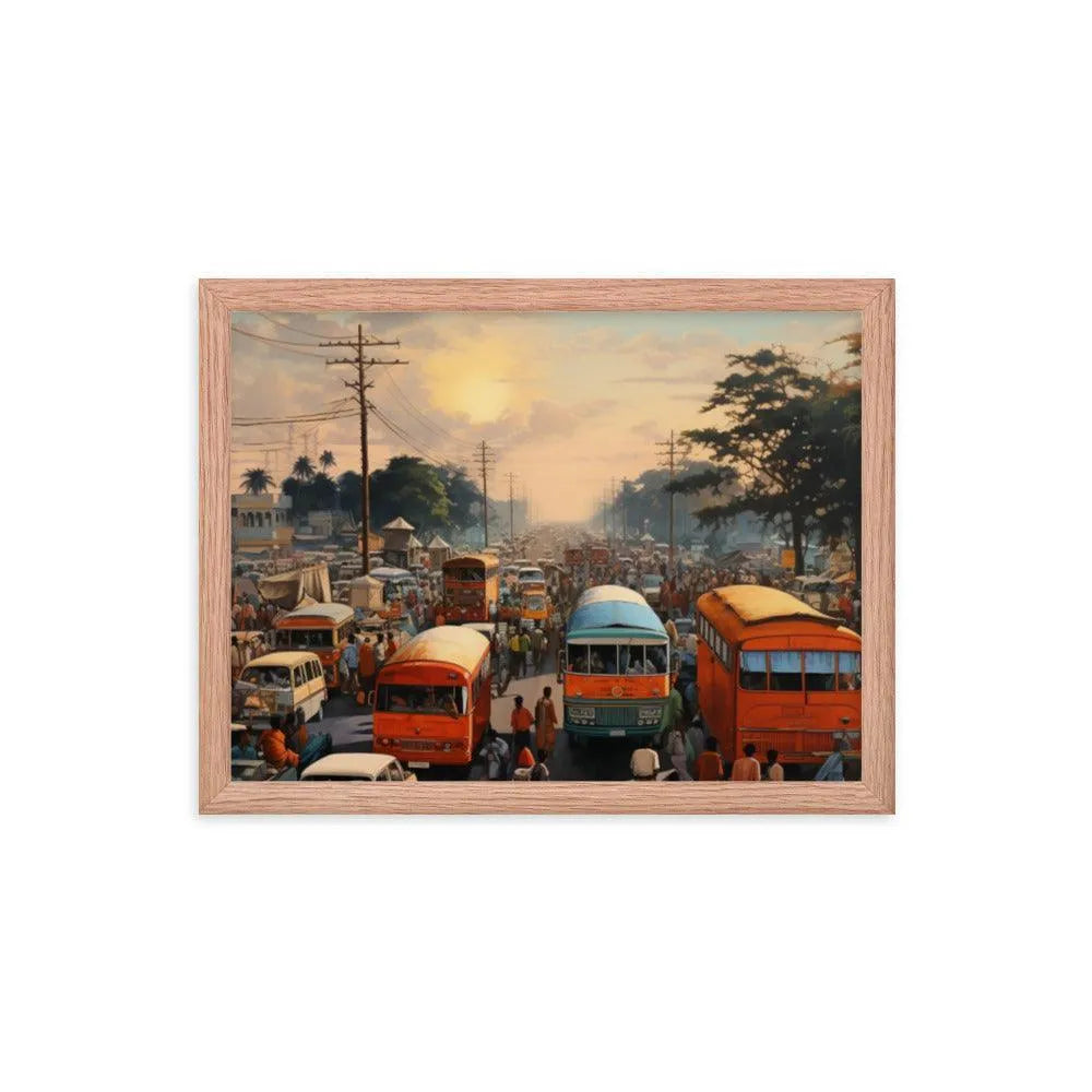 Indian Street Traffic Painting Framed Poster - Oh Posters