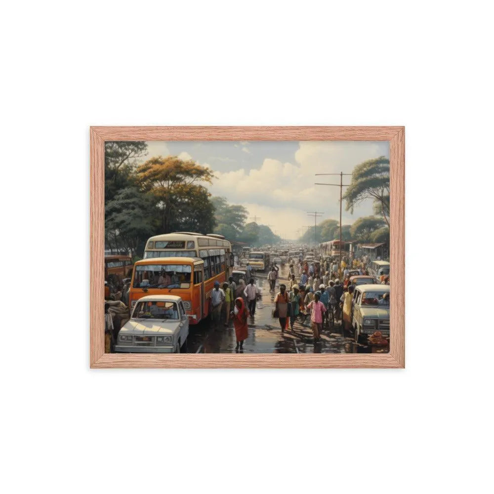 Indian Street Traffic Painting Framed Poster - Oh Posters