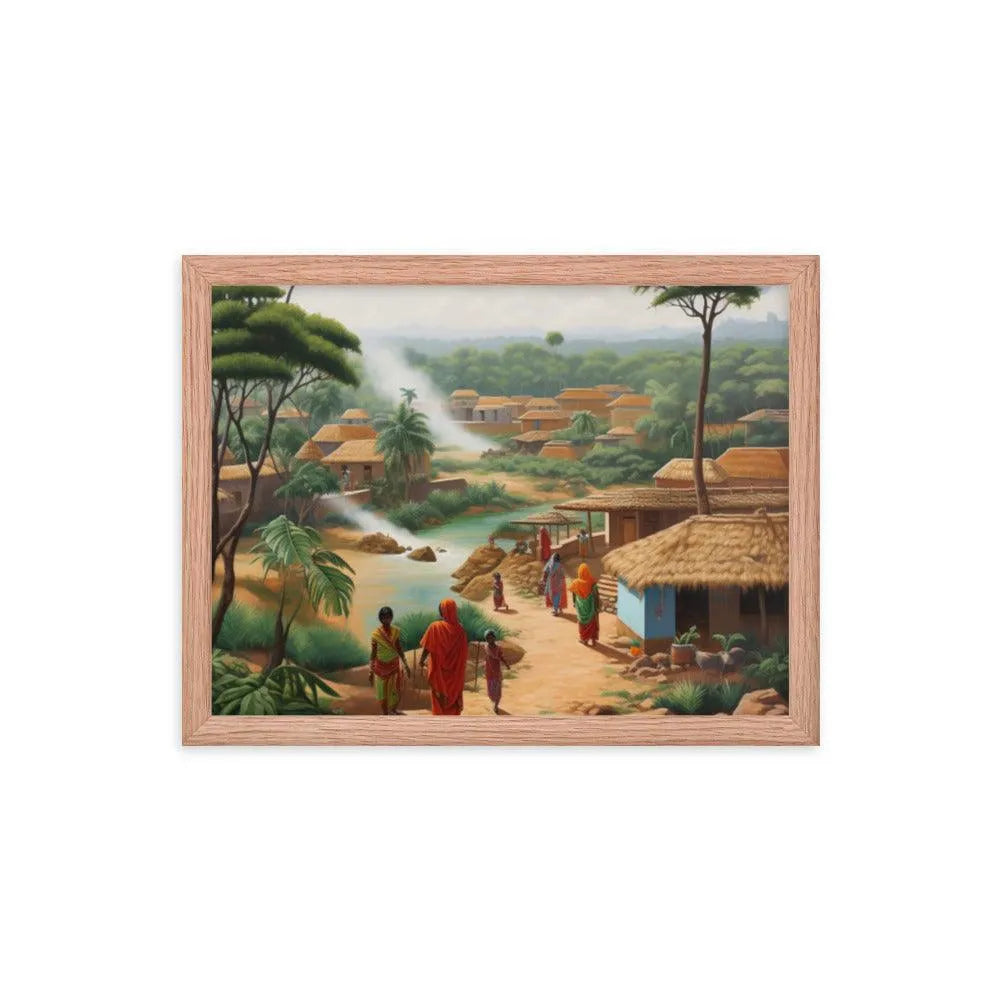 Indian Village Jungle Painting Framed Poster - Oh Posters