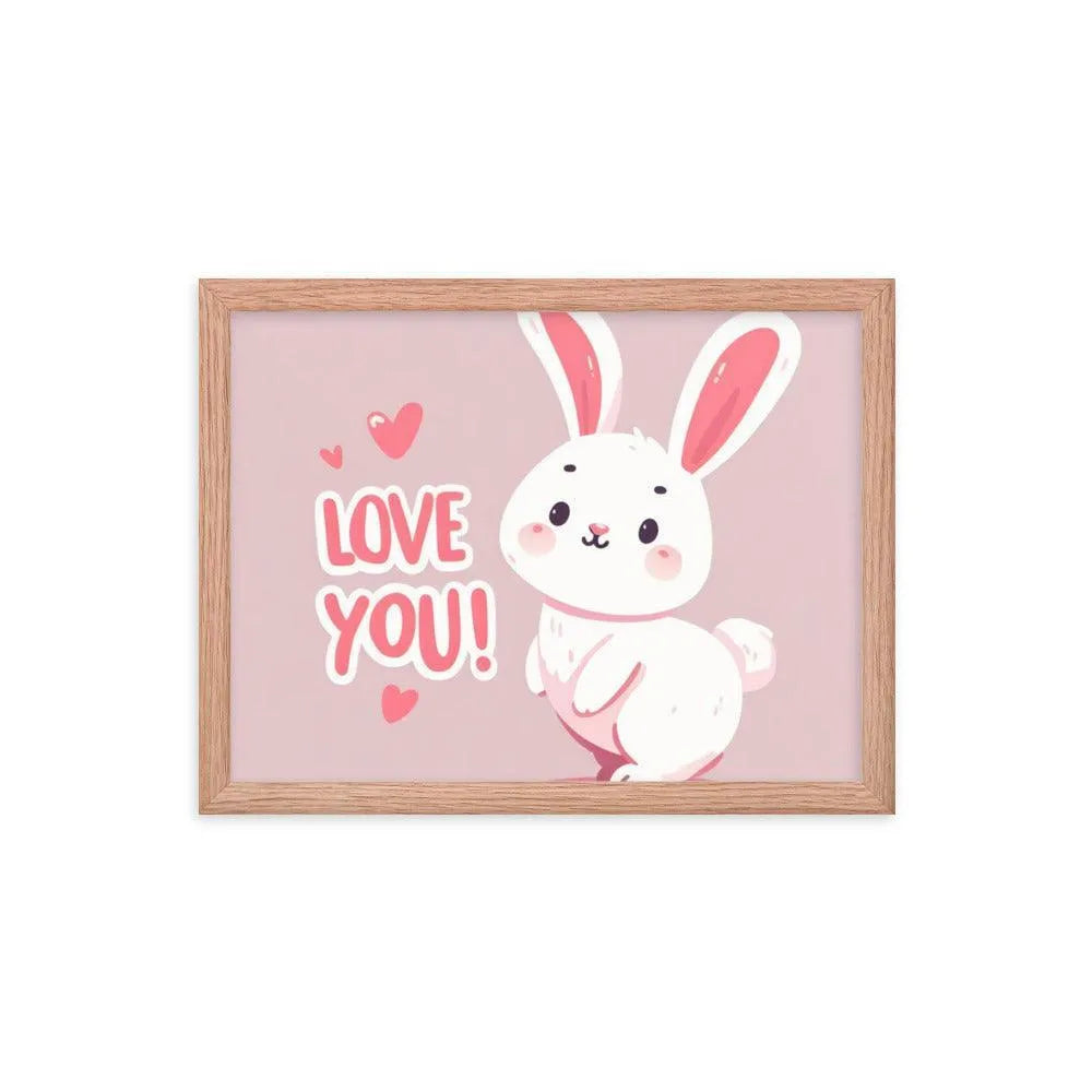 Bunny Rabbit Saying 'Love You' Framed Poster - Oh Posters