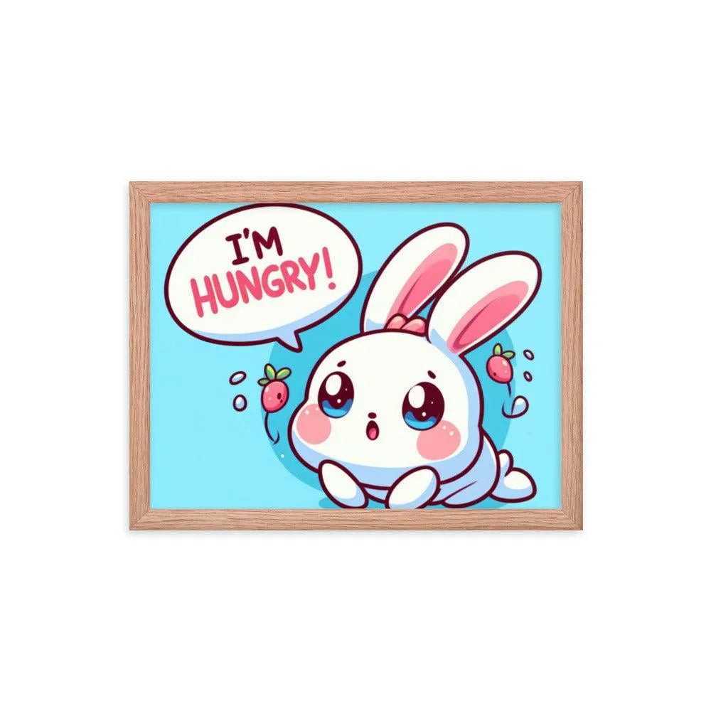 Bunny Rabbit Saying 'I'm Hungry' Framed Poster - Oh Posters