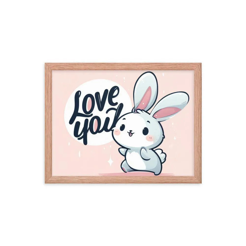Bunny Rabbit Saying 'Love You' Framed Poster - Oh Posters