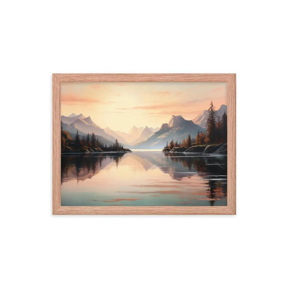 Lake Mountain Sunrise Nature Framed Poster - Oh Posters