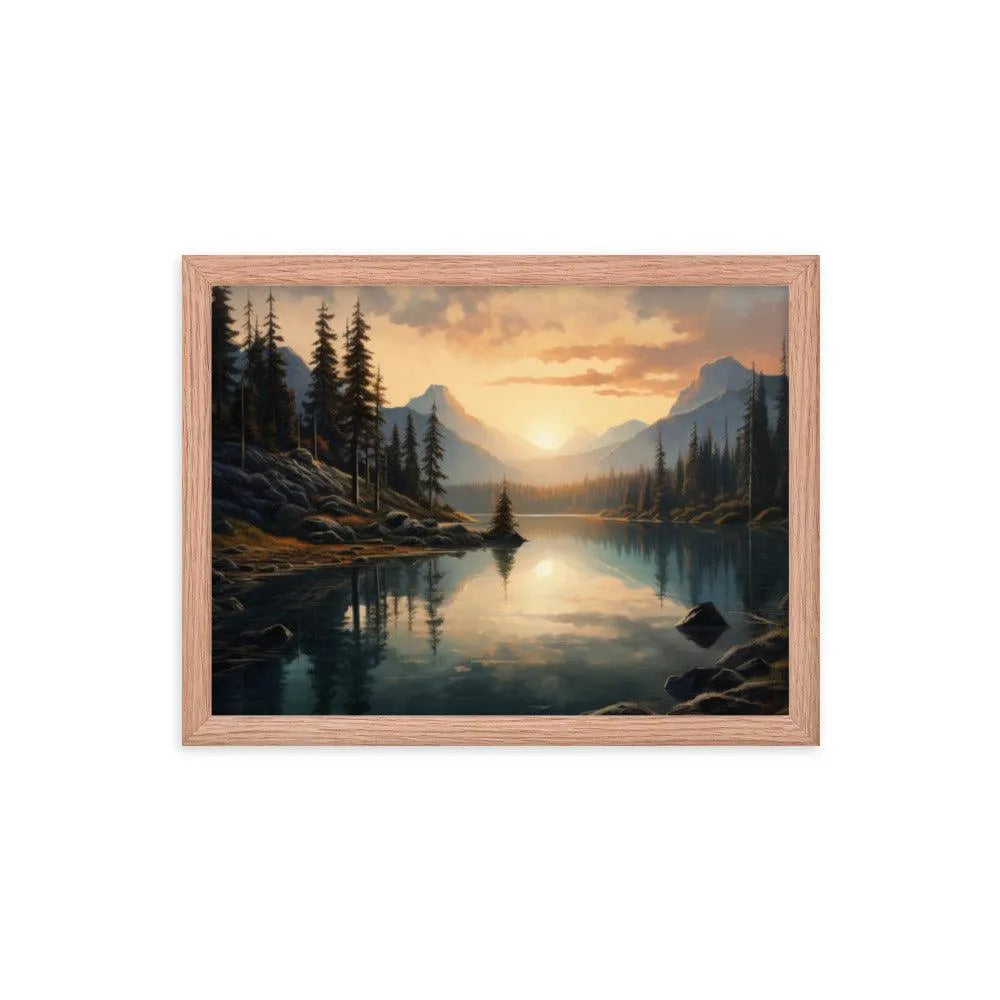 Lake Mountain Sunrise Nature Framed Poster - Oh Posters