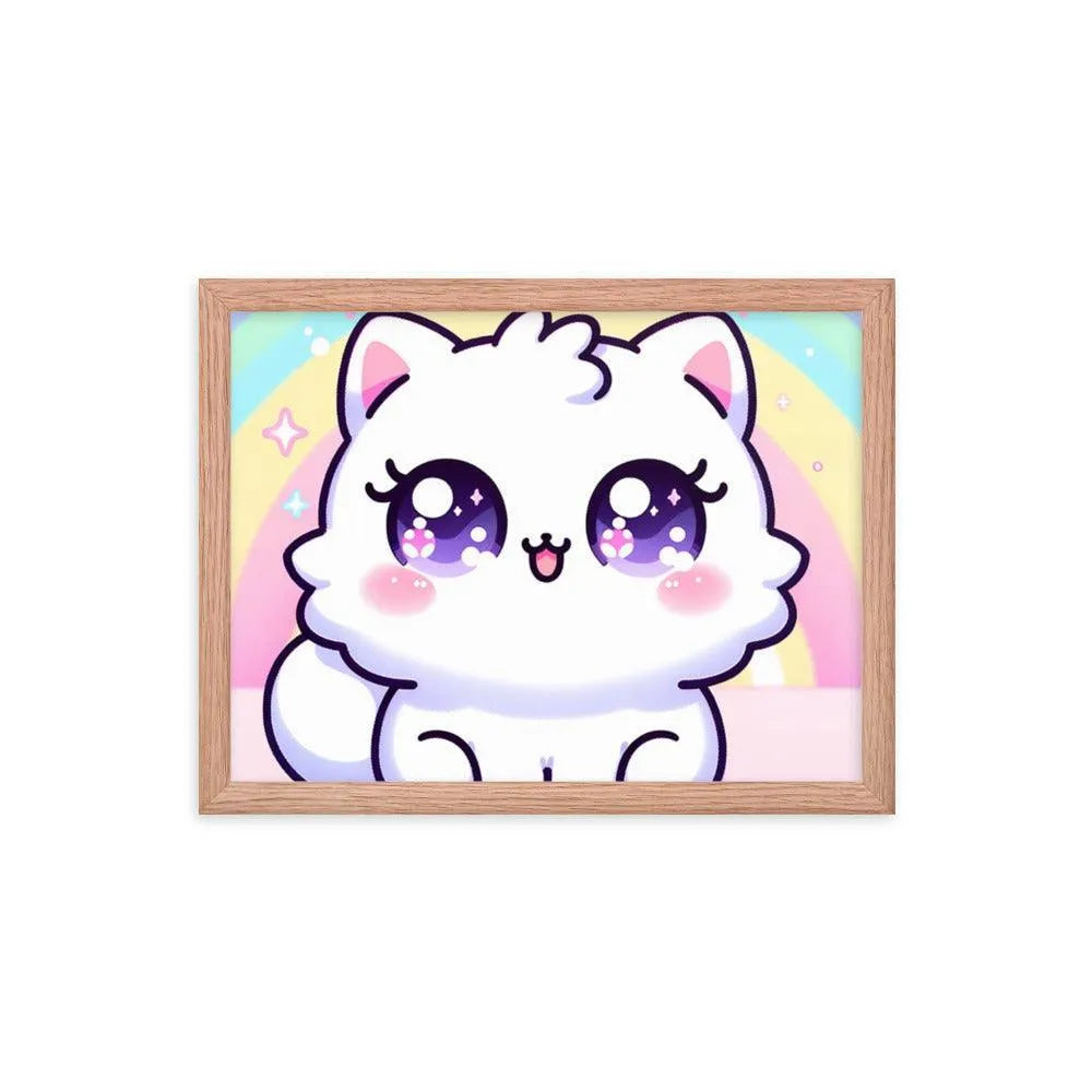 Kawaii Cat Pastel Rainbow Digital Art Framed Poster - Oh Posters