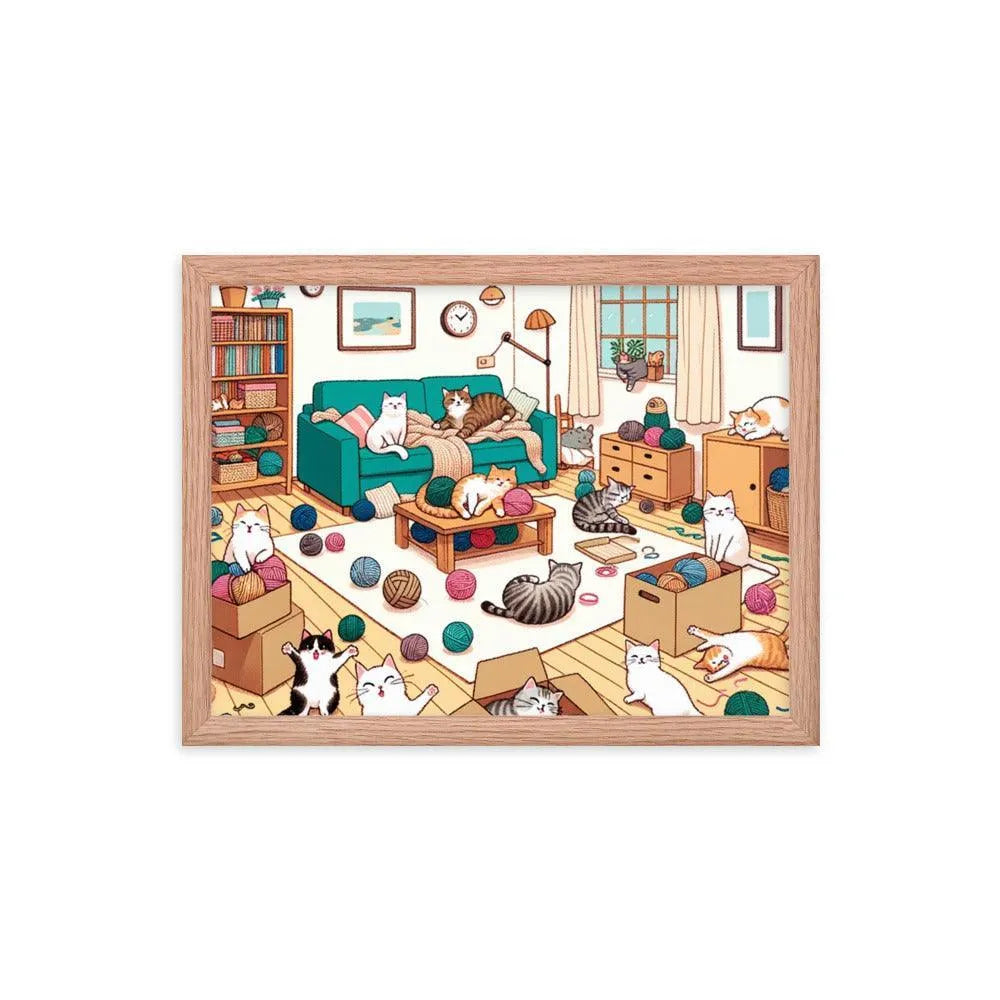 Cozy Cat Paradise Living Room Cartoon Framed Poster - Oh Posters