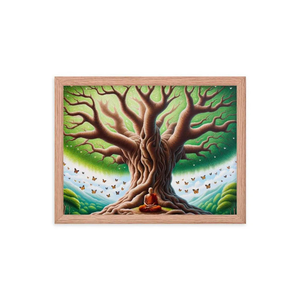 Meditation Serenity Tree Life Butterflies Art Framed Poster - Oh Posters