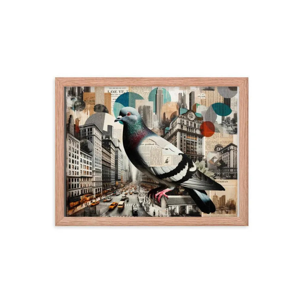 Urban Pigeon Collage Cityscape Art Framed Poster - Oh Posters