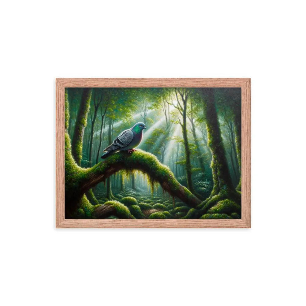 Enchanted Forest Pigeon Mystical Morning Light Framed Poster - Oh Posters