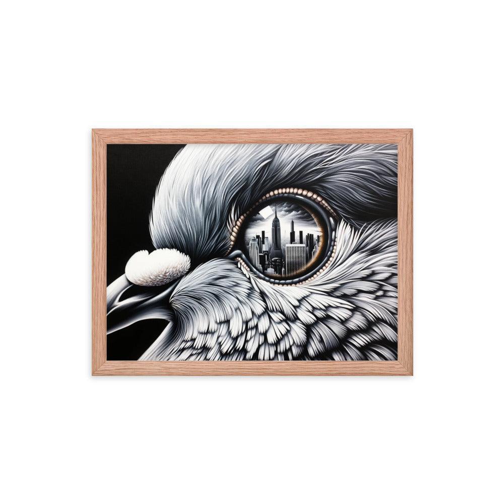 Pigeon Eye City Reflection Surreal Art Framed Poster - Oh Posters