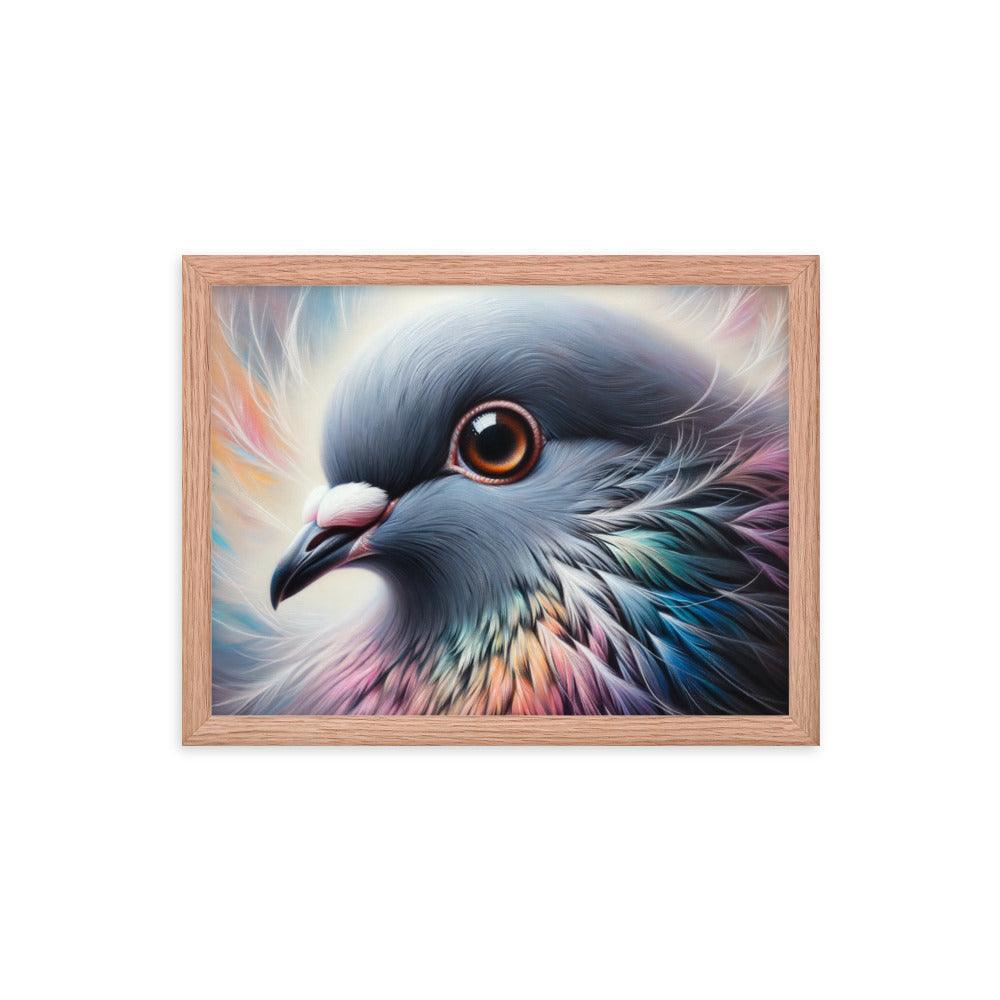 Colorful Pigeon Close-Up Portrait Framed Poster - Oh Posters