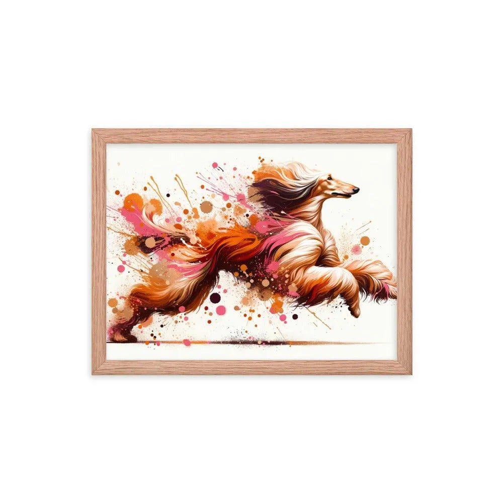 Running Afghan Hound Dynamic Splatter Art Framed Poster - Oh Posters