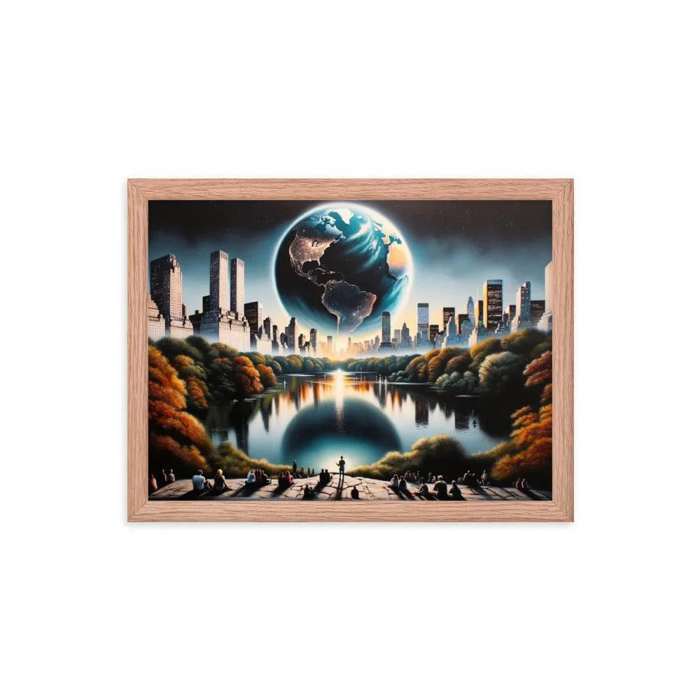 New York Central Park Earthrise Fantasy Framed Poster - Oh Posters