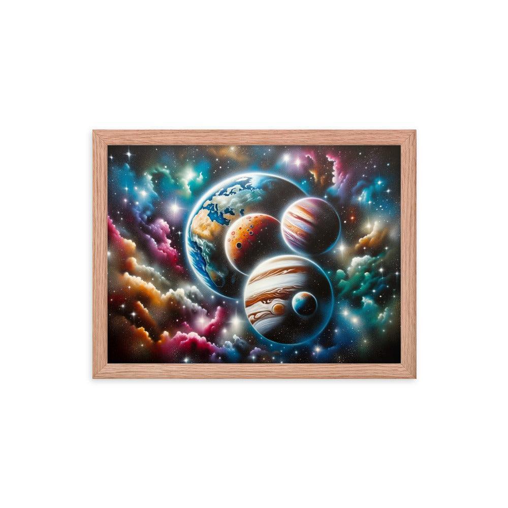 Cosmic Panorama with Planets and Stars Spray Paint Art Framed Poster - Oh Posters