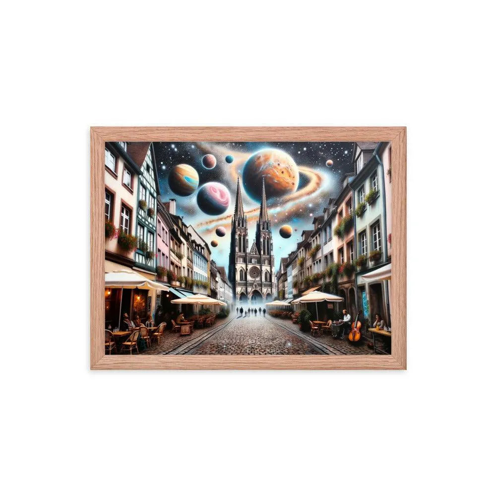 European Town Cosmic Spray Paint Art Framed Poster - Oh Posters