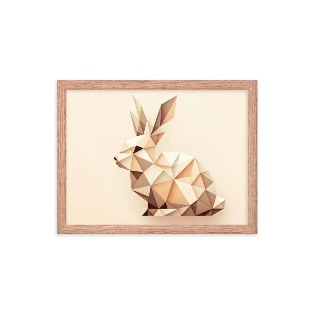 Geometric Beige Rabbit Minimalist Art Framed Poster - Oh Posters