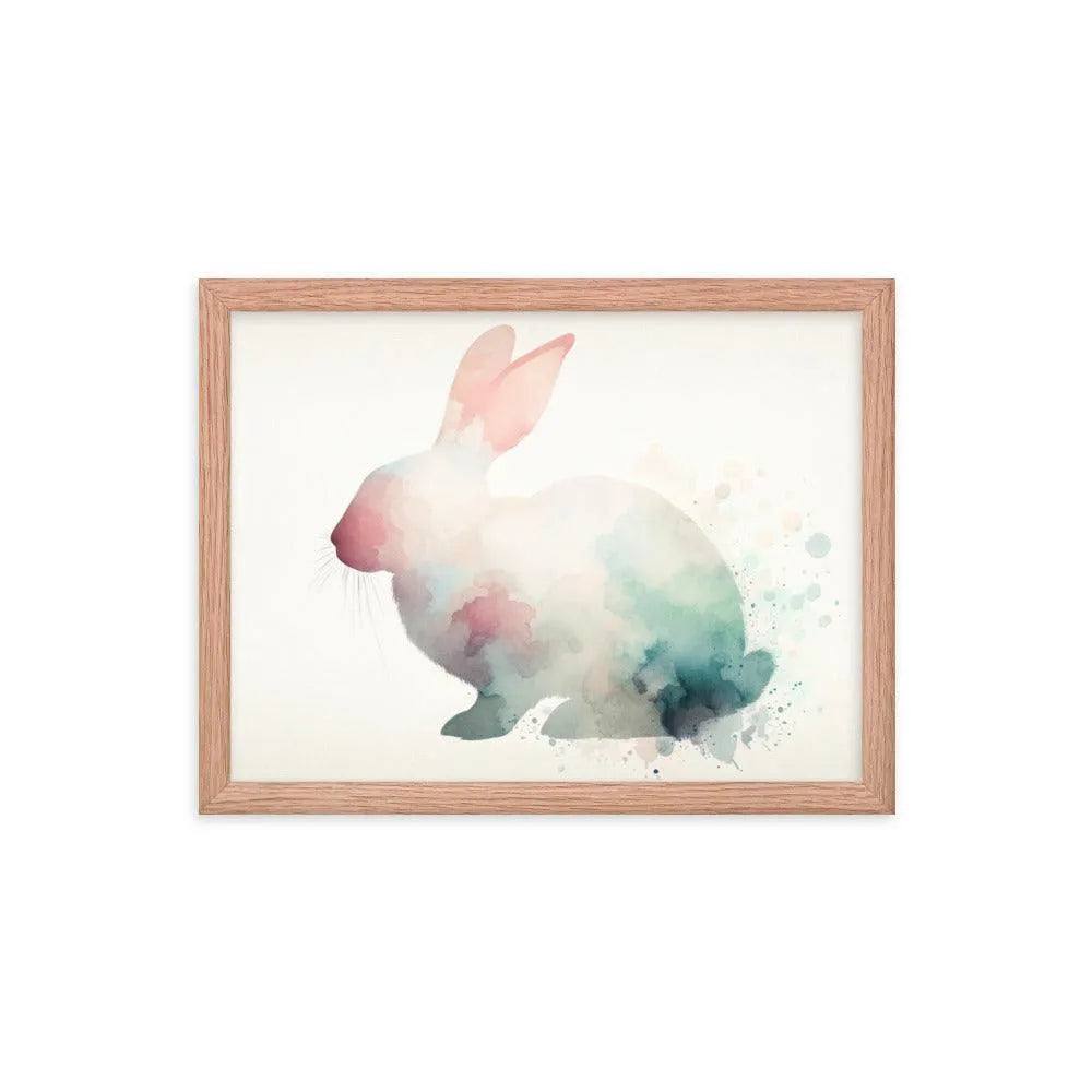 Pastel Watercolor Rabbit Silhouette Minimalistic Art Framed Poster - Oh Posters