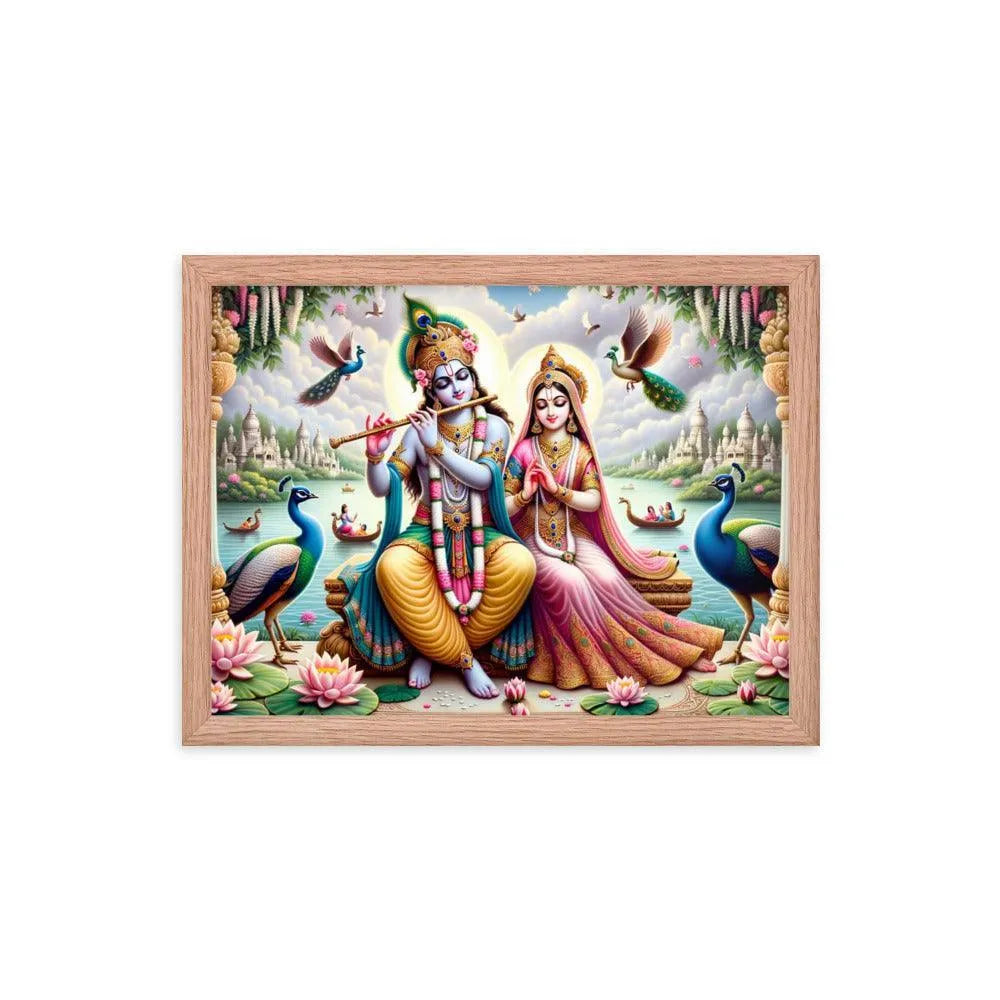 Lord Krishna and Radha Divine Love Hindu Framed Poster - Oh Posters