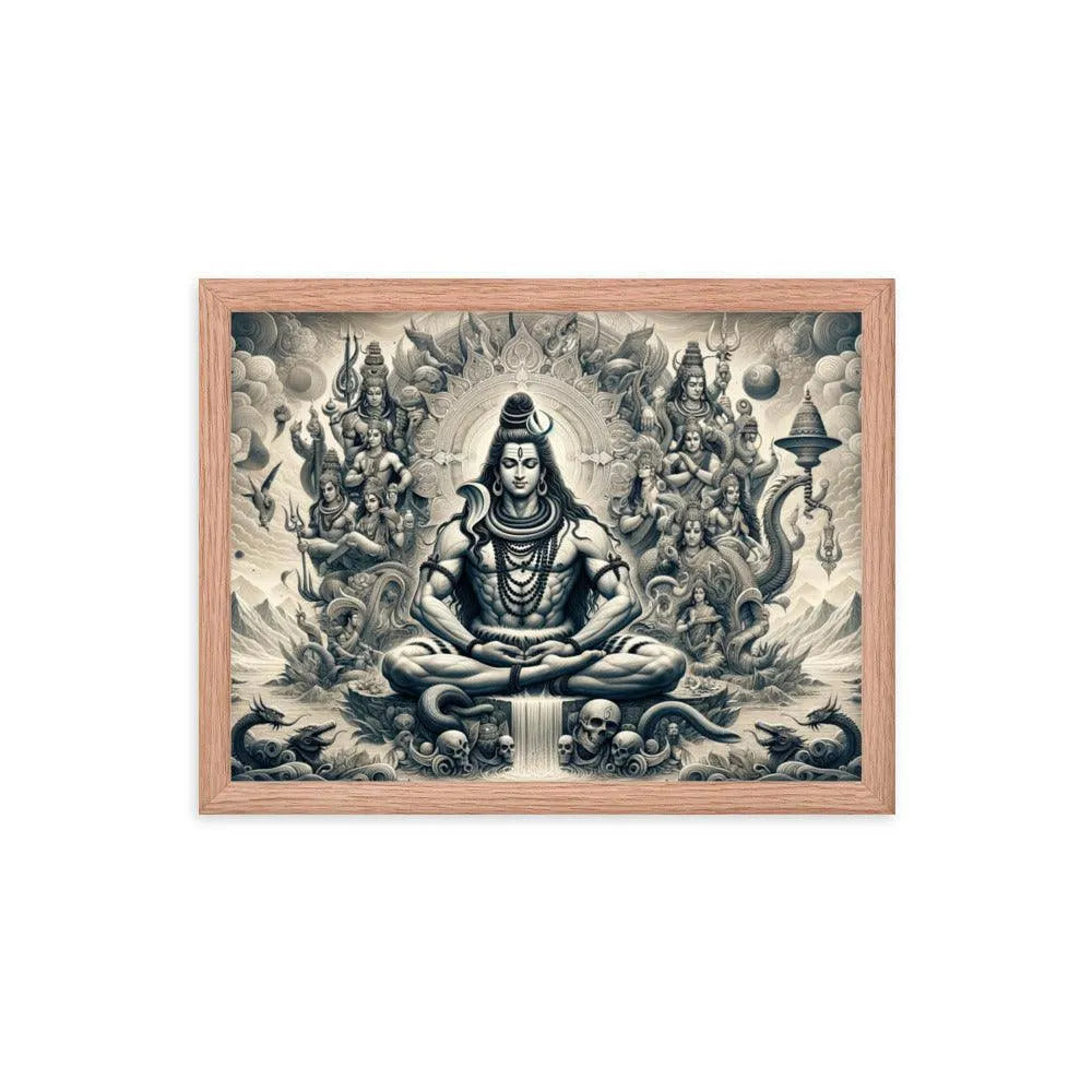 Hindu Lord Shiva Meditating Himalayan Serenity Divine Art Framed Poster - Oh Posters