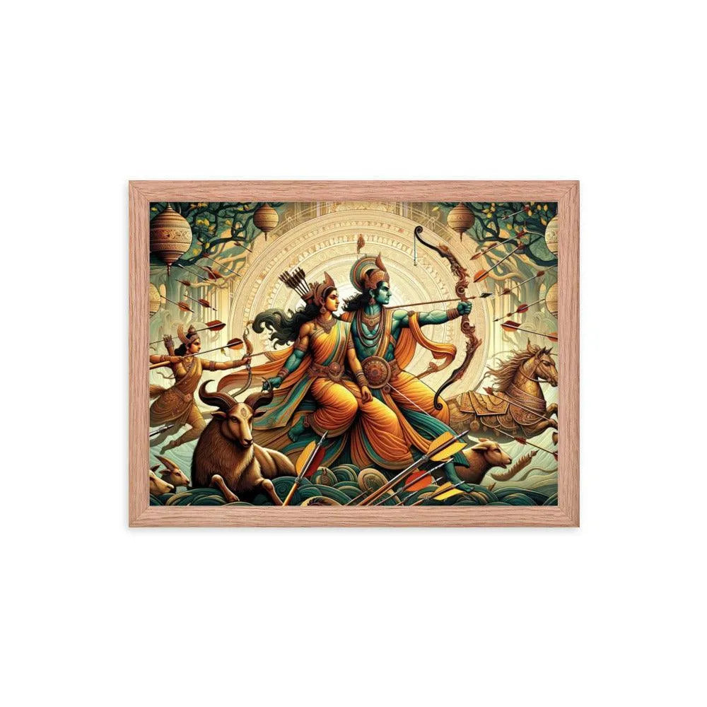 Hindu Lord Rama, Sita, and Lakshmana Ramayana Epic Art Framed Poster - Oh Posters