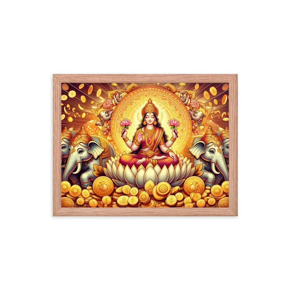 Hindu Goddess Lakshmi Wealth Prosperity Gold Coins Framed Poster - Oh Posters