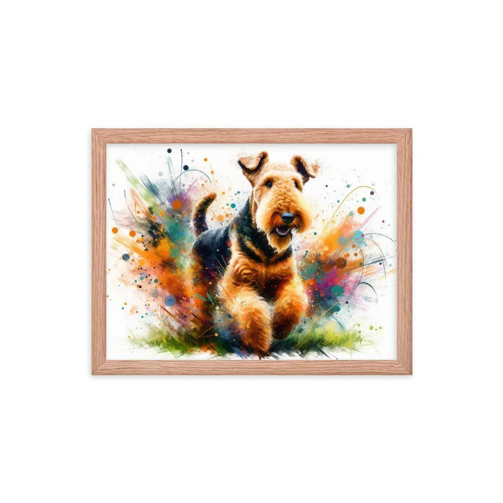 Joyful Airedale Terrier Colorful Artistic Depiction Framed Poster - Oh Posters