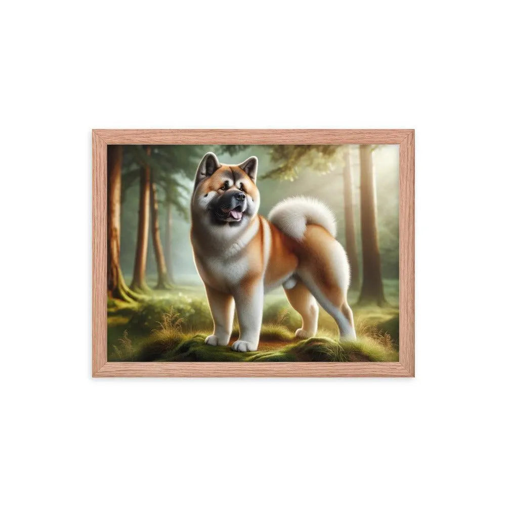 Photo-realistic Akita Standing Proudly in Natural Setting Framed Poster - Oh Posters