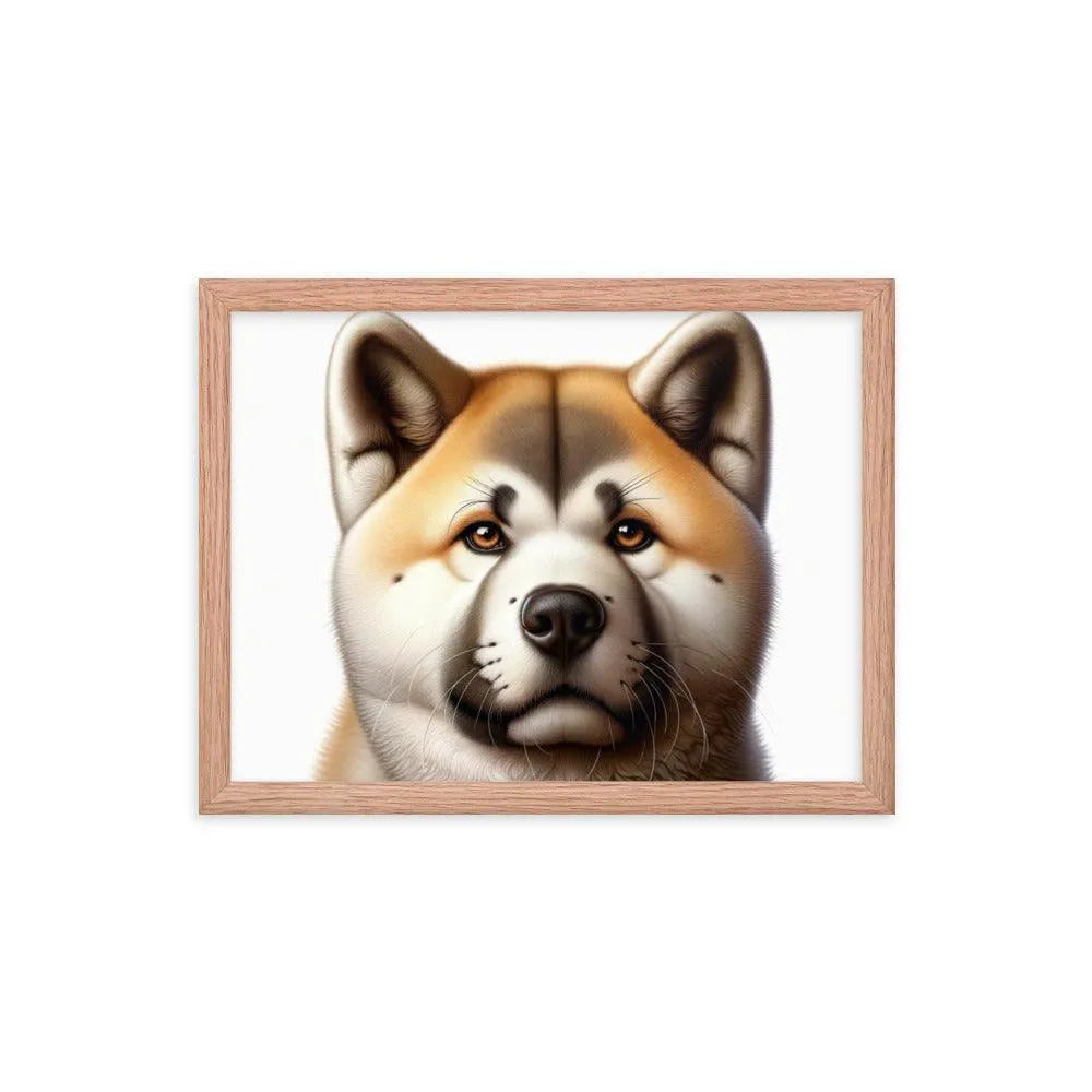 Realistic Akita Face Illustration Framed Poster - Oh Posters