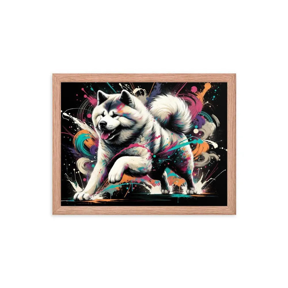 Energetic Akita Abstract Artwork Framed Poster - Oh Posters