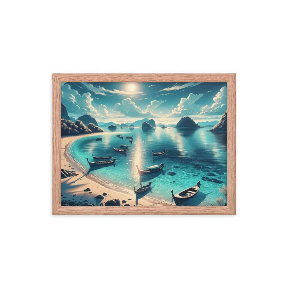 Secluded Shimmering Beach Digital Art Framed Poster - Oh Posters