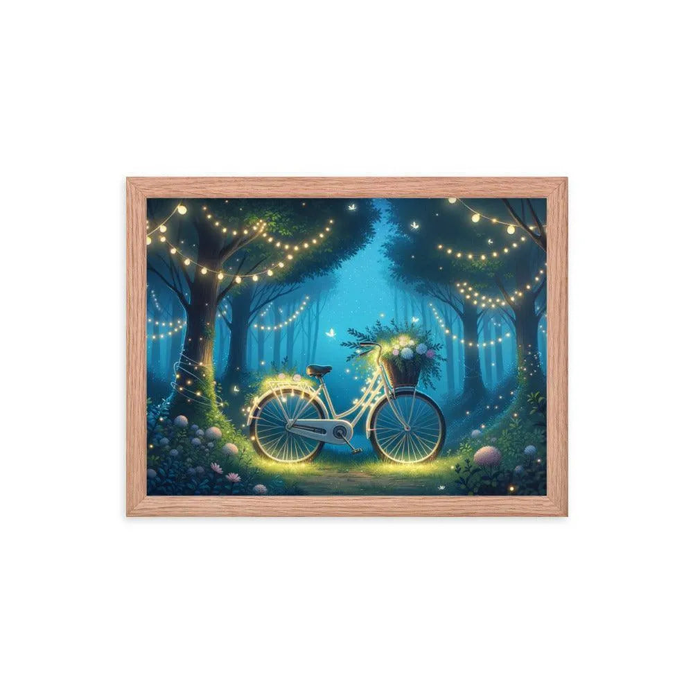 Enchanted Forest Glade Bicycle Illuminated Art Framed Poster - Oh Posters