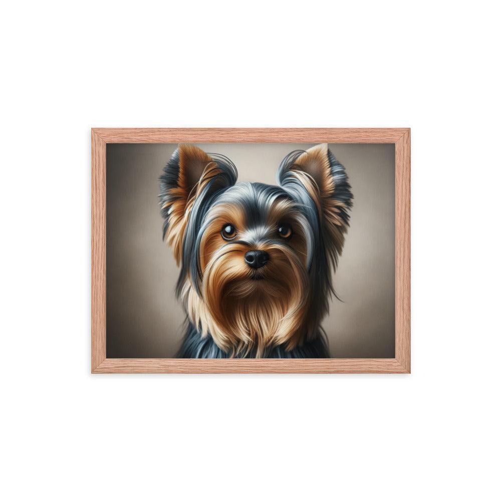 Close-Up Australian Silky Terrier Realistic Portrait Framed Poster - Oh Posters