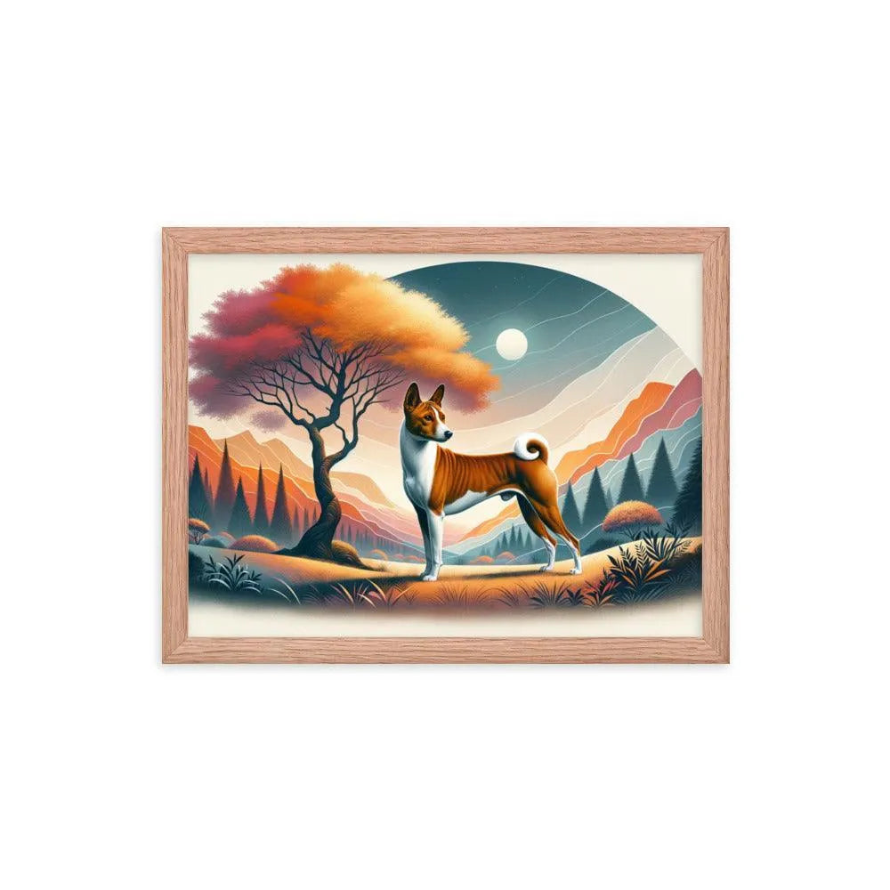 Graceful Basenji Dog in a Unique Landscape Framed Poster - Oh Posters