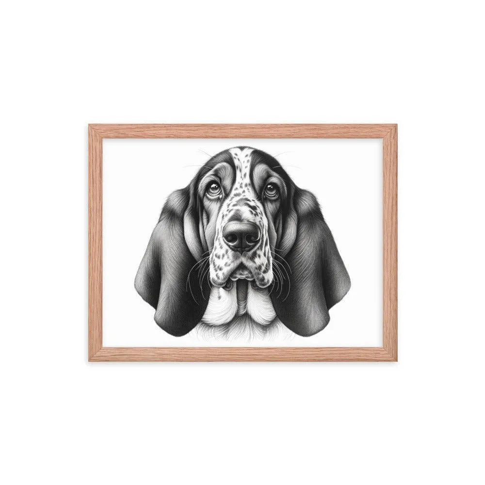 Detailed Basset Bleu de Gascogne Portrait Drawing Framed Poster - Oh Posters