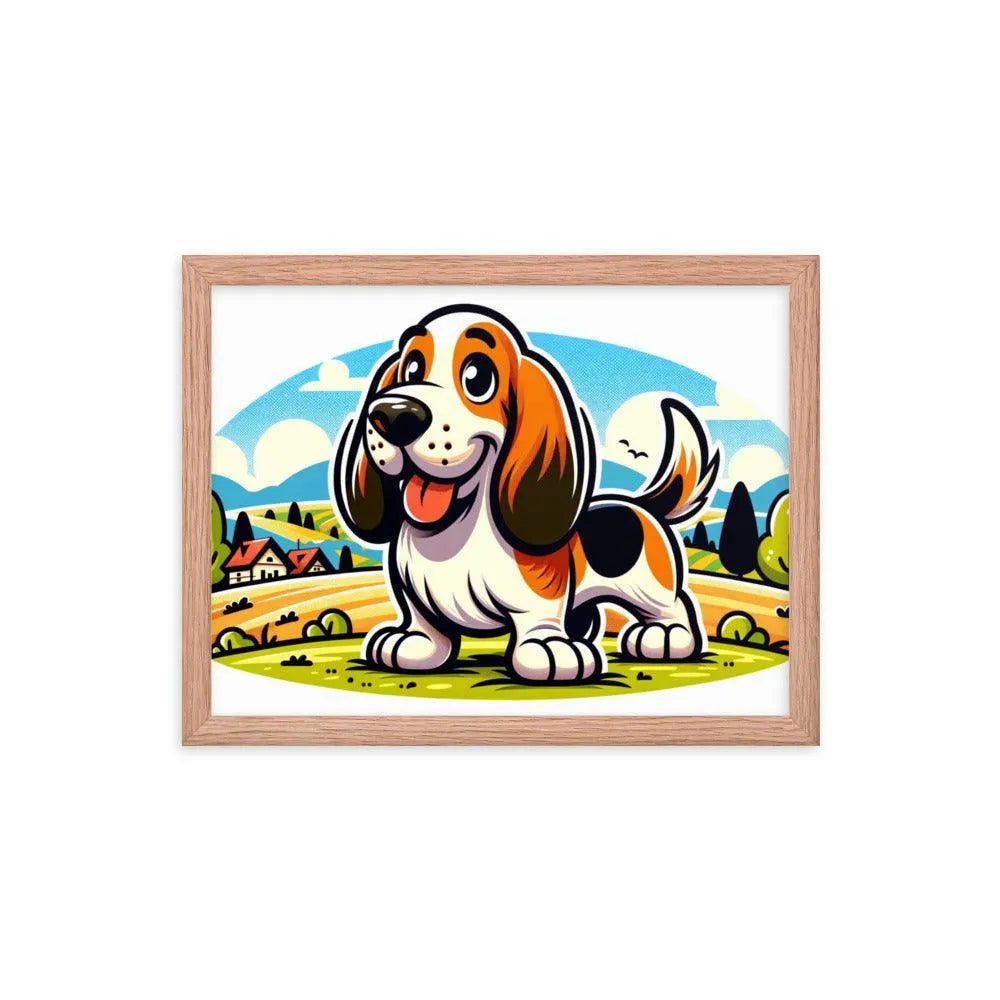 Playful Basset Fauve de Bretagne Cartoon Art Framed Poster - Oh Posters